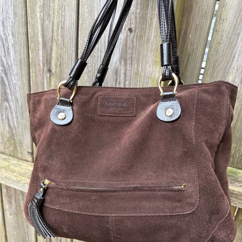 Kate Spade Dark Brown Suede Shoulder Bag